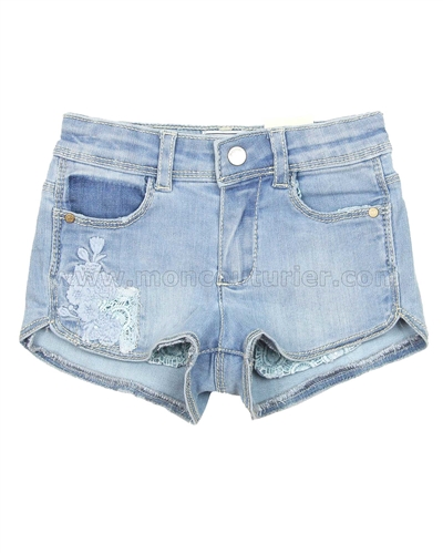Mayoral Girl's Denim Shorts with Embroidery