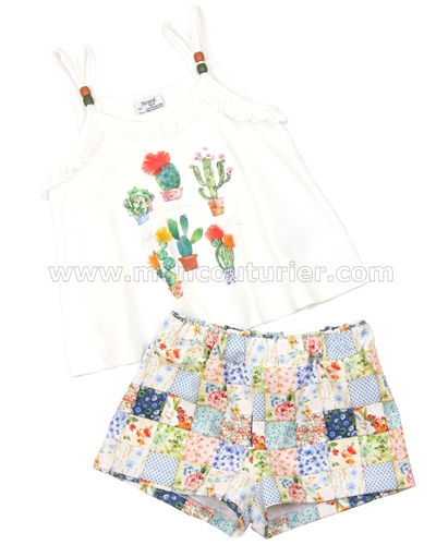 Mayoral Girl's Top and Patchwork Print Shorts