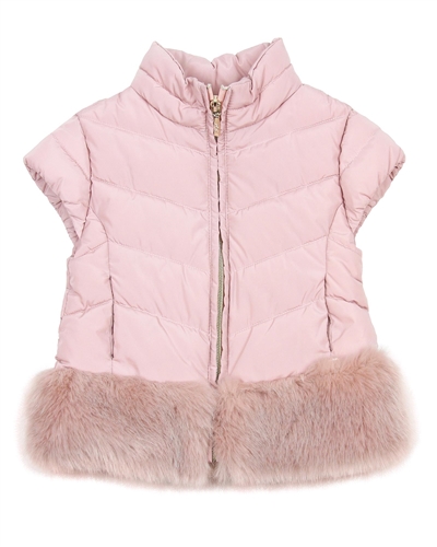 Mayoral Girl's Pink Puffer Vest with Fur