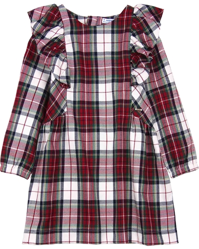 Mayoral Girl's Plaid Dress with Ruffles