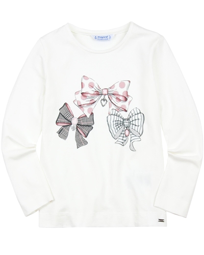 Mayoral Girl's T-shirt with Bows Print