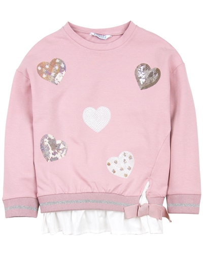Mayoral Girl's Sweatshirt in a Layered Look with Hearts