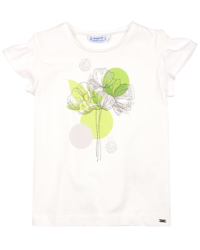 Mayoral Girl's T-shirt with Floral Print and Crystals