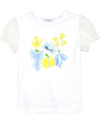 Mayoral Girl's T-shirt with Tulle Plumetti Sleeves