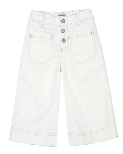 Mayoral Girl's White Denim Culotte Pants
