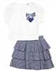 Mayoral Girl's Bubble Blouse and Tiered Plisse Skirt Set