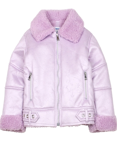 Mayoral Girl's Faux Shearling Jacket in Lilac