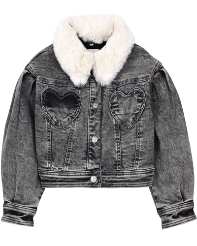 Mayoral Girl's Jean Jacket with Faux Fur Collar