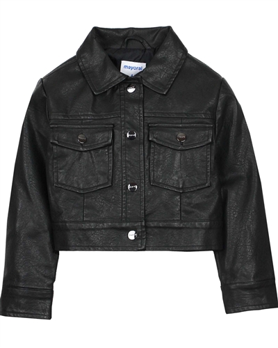 Mayoral Girl's Short Pleather Jacket in Black