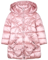 Mayoral Girl's Puffer Coat with Mittens in Blush