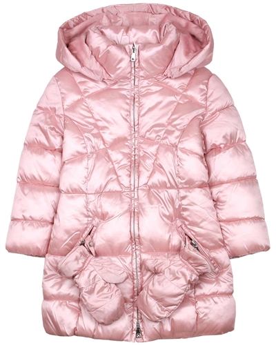 Mayoral Girl's Puffer Coat with Mittens in Blush