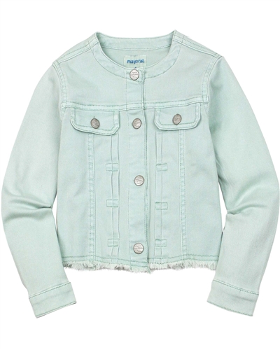 Mayoral Girl's Twill Jacket with Frayed Hem
