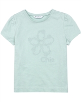 Mayoral Girl's T-shirt with Embroidered Flower in Sage