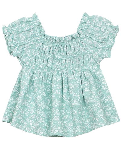 Mayoral Girl's Seersucker Blouse in Floral Print