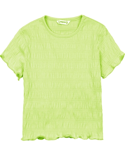 Mayoral Girl's Cropped Jacquard Jersey Top in Lime
