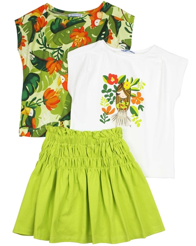 Mayoral Girl's Three-piece Skirt Set in Green