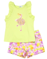 Mayoral Girl's Tank Top with Flamingo and Shorts Set