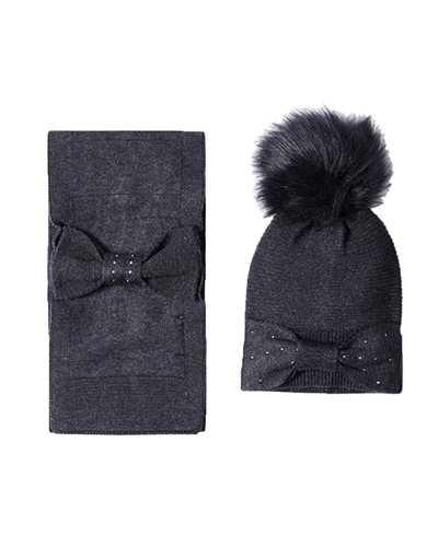 Mayoral Girl's Embellished Hat and Scarf Set in Black