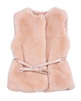Mayoral Girl's Faux Fur Vest with Belt in Pink