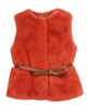 Mayoral Girl's Faux Fur Vest with Belt in Orange
