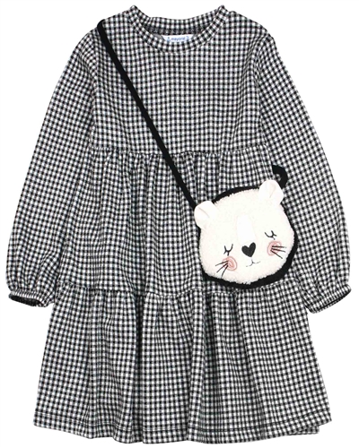 Mayoral Girl's Gingham Knit Dress with Purse