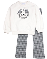 Mayoral Girl's Sweatshirt and Gingham Pants Set