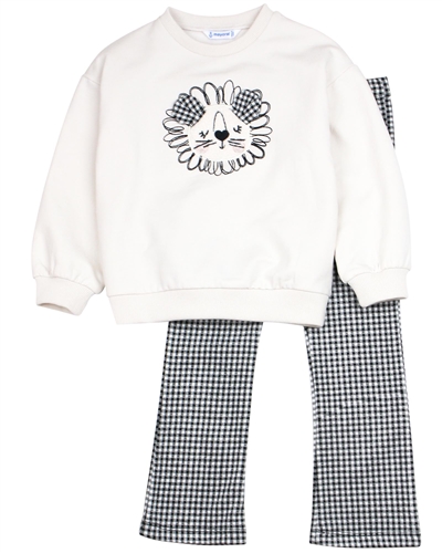 Mayoral Girl's Sweatshirt and Gingham Pants Set