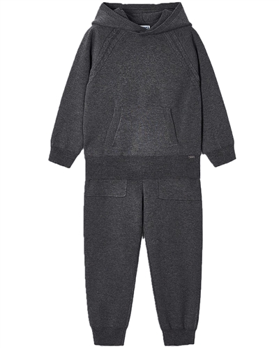 Mayoral Girl's Hooded Knit Jogging Set in Charcoal