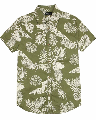 Mayoral Junior Boys' Hawaiian Shirt in Tropical Leaves Print