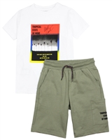 Mayoral Junior Boys' T-shirt with Beach Print and Terry Shorts Set