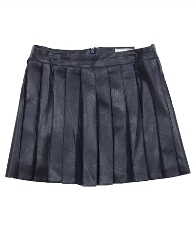 Mayoral Junior Girl's Pleated Pleather Skirt Navy