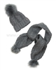 Mayoral Junior Girl's Cable Knit Hat and Scarf with Pompoms Gray