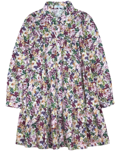 Mayoral Junior Girl's Tiered Dress in Leaves Print