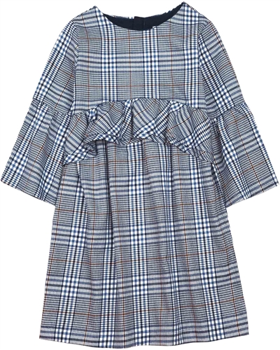 Mayoral Junior Girl's Check Dress with Bell Sleeves