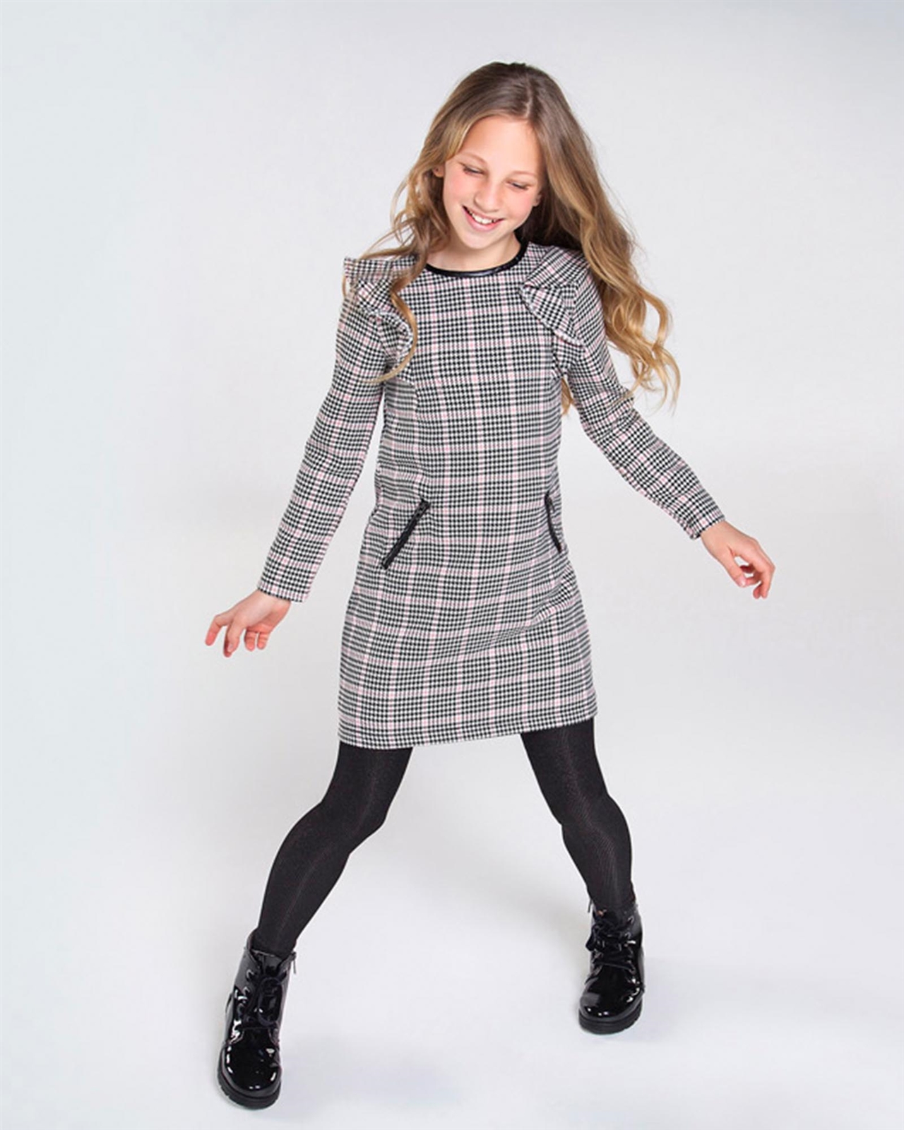 Mayoral Junior Girl's Houndstooth Dress with Ruffle - Mayoral - Mayoral ...