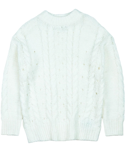 Mayoral Junior Girl's Cable Knit Sweater in White