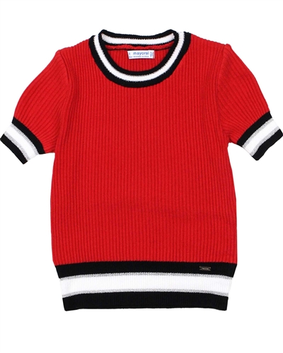 Mayoral Junior Girl's Rib Knit Top with Stripes