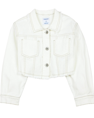 Mayoral Junior Girl's Cropped Denim Jacket in White