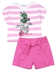 Mayoral Junior Girl's  Striped T-shirt and Jersey Shorts Set