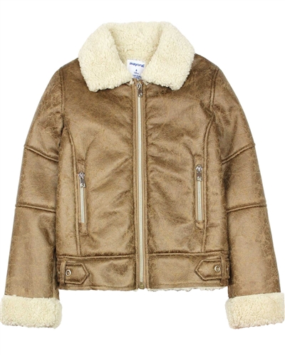 Mayoral Junior Girl's Faux Shearling Aviator Coat