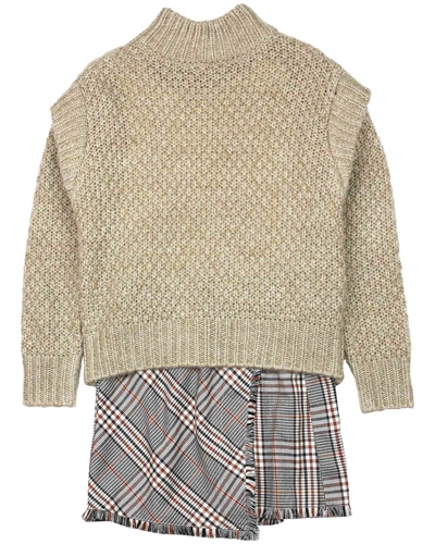 Mayoral Junior Girl's Two-in-one Sweater and Plaid Dress