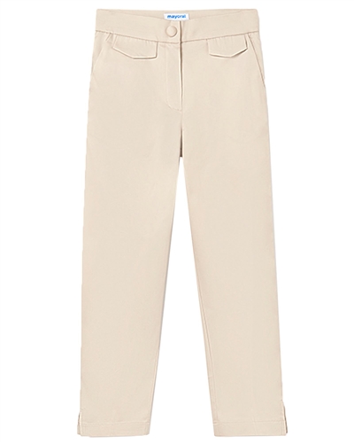 Mayoral Junior Girl'sCropped Satin Twill Pants in Beige
