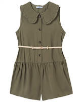 Mayoral Junior Girl's Romper with Peter-pan Collar in Green