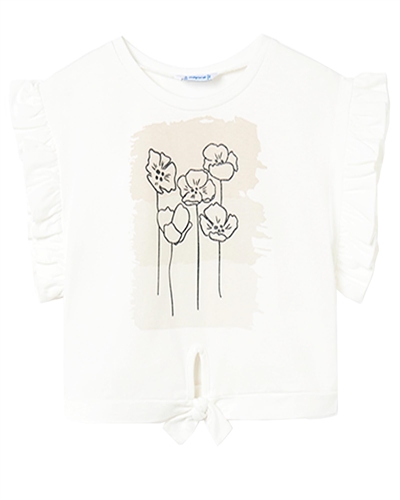 Mayoral Junior Girl's T-shirt with Knot in White