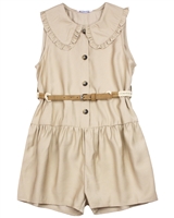 Mayoral Junior Girl's Romper with Peter-pan Collar in Beige