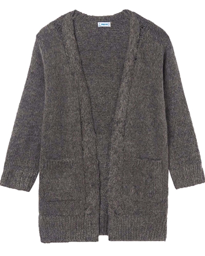 Mayoral Junior Girl's Long Knit Cardigan in Grey