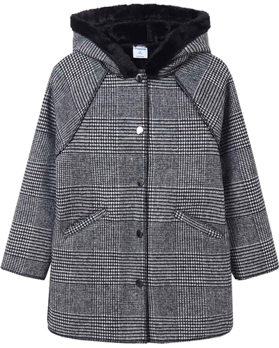 Mayoral Junior Girl's Plaid Coat with Hood