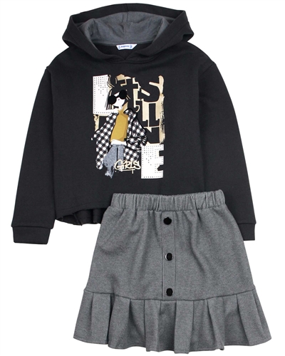 Mayoral Junior Girl's Hooded Top and Skirt Set