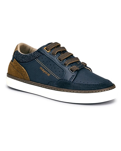 MAYORAL Boys' Casual Leather Sneakers in Navy