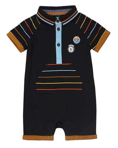 Nano Baby Boys Romper with Stripes and Button Placket